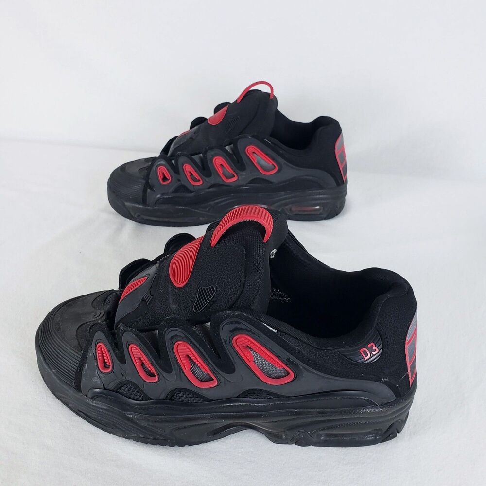 Osiris D3 2001 Mens 11 Skate Shoes Black/Red *Missing Shoelaces Chunky Sneakers